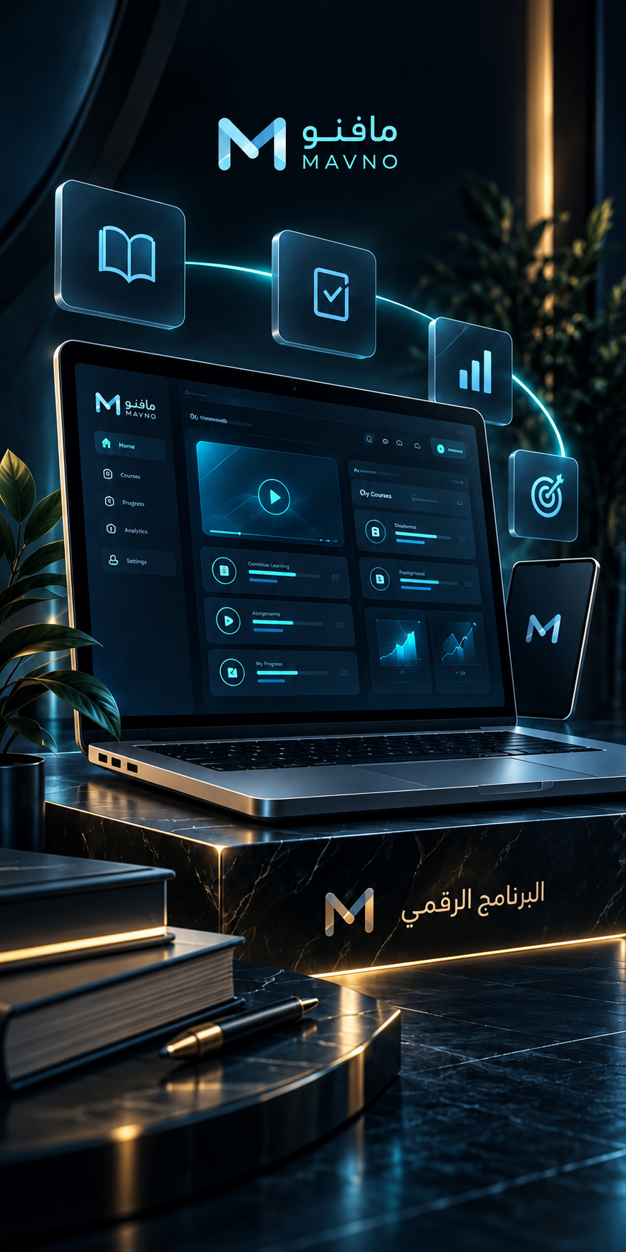 تصور بصري فاخر للبرنامج الرقمي من مافنو